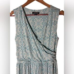 Lands' End Sleeveless Wrap Tank Top in Teal and Cream Floral